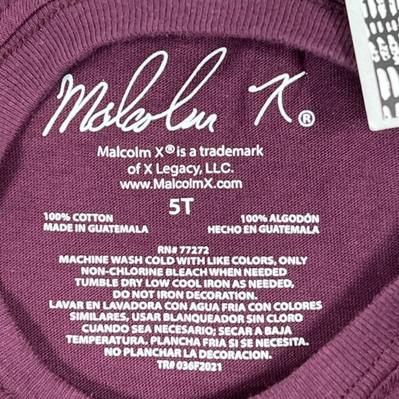 Malcolm X Driven T-Shirt Toddler 5T Maroon Gold Front Graphic Black History NEW! - Picture 5 of 6